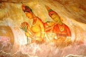 Mountain wall ancient paintings Sigiria