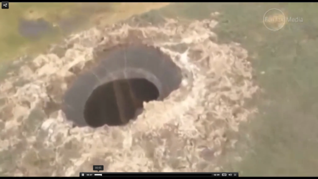 The deep, crater-like holes may be giant methane blowholes caused by the melting of permafrost. August 4, 2014 | Originally published by EcoWatch.